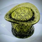 Vintage Fenton Green Daisy And Button Large Hat