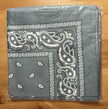 NWT 12 Gray Paisley Bandana Cotton Blend Head Wrap Hair Band Respirator Scarf