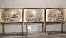 Vintage Lot of 3 Andres Orpinas TV Dinner Trays Mid Century Country Barn Scenes