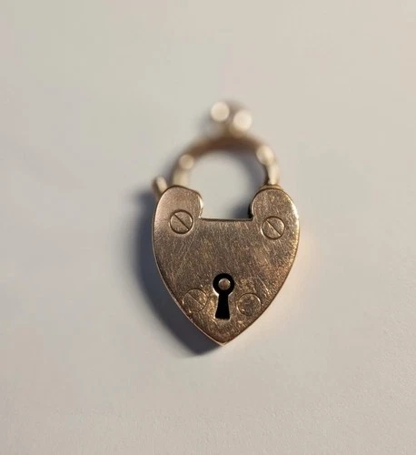 Antique Edwardian 9ct GOLD Heart Shaped LOCK, PADLOCK CHARM, CLASP for BRACELET