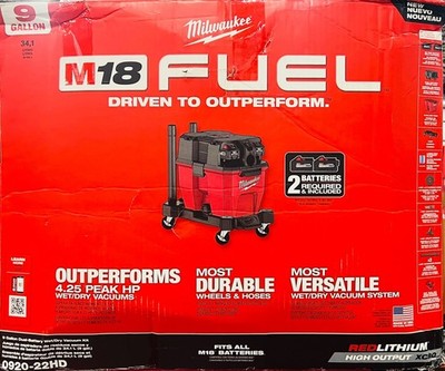 Milwaukee M18 FUEL 9 Gallon Dual-Battery Wet/Dry Vacuum Kit 0920-22HD