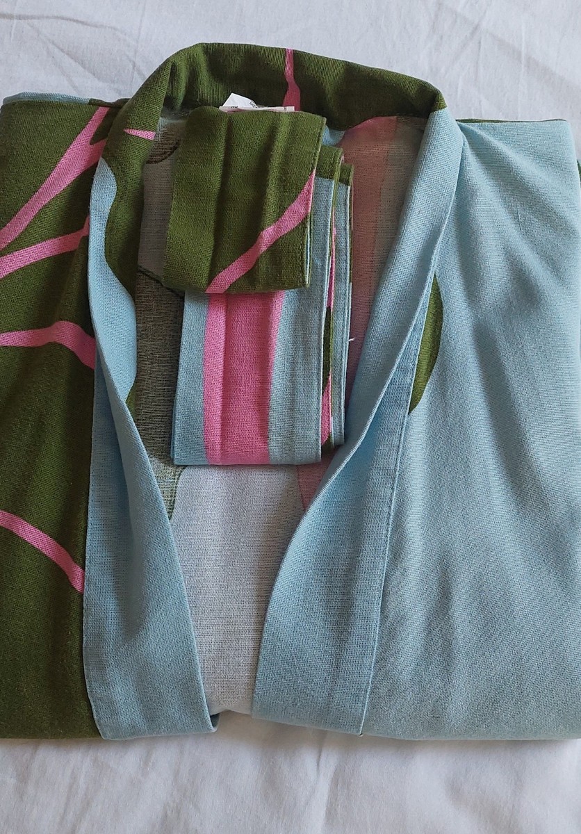 Ikea Marimekko Bastua L/XL Kimono Robe Bathrobe Rhubarb Leaf