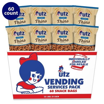 Extra Thin Pretzel Snacks, 60 Count, 1 Ounce Bag, Crispy & Salty