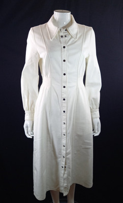 Whistles Petite Harlowe Ivory Denim Midi Dress Collared Button-Down UK 10 Cotton