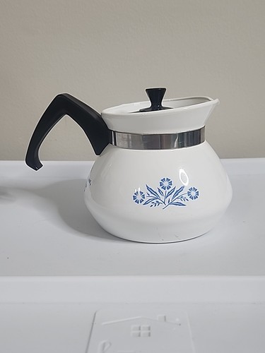 Vintage Corning Ware Blau Kornblume Tasse Kaffee/Teekanne Wasserkocher mit Deckel