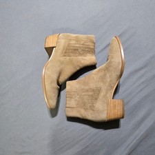 Rag Bone rover Suede Ankle Boots Women 39 / 8.5 Tan Pleated Block Heel Booties