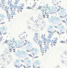FD27017_Terrace Meadow Floral Fresh blue duck egg white Fine Decor Wallpaper