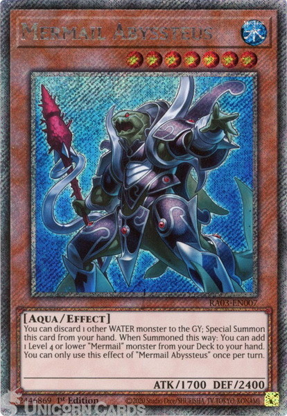 RA03-EN007 Mermail Abyssteus : Platinum Secret Rare 1st Edition YuGiOh Card
