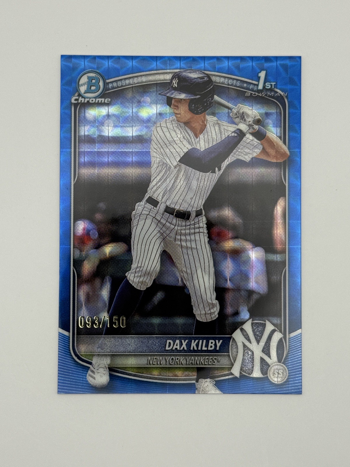 DAX KILBY 2025 BOWMAN CHROME DRAFT 1ST BLUE GEOMETRIC YANKEES /150 