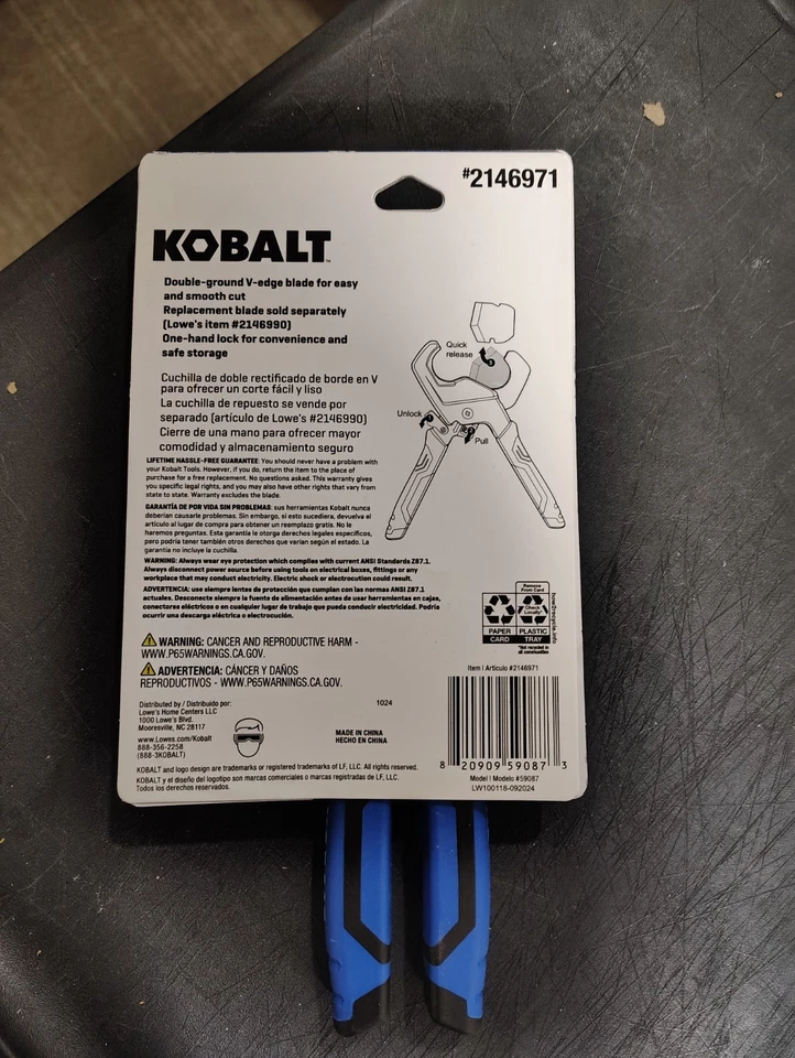 Kobalt 2146971 Pex Cutter Cuts Up to 1 inc For Rubber & Plastic Tubing - New - Image 4 of 4