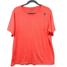 Reebok Women Active T-Shirt Top Round Neck Short Sleeve Athletic Orange Sz 1X