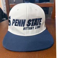 Vintage Nike team sports Penn State Snapback Hat White Navy Blue Embroidered