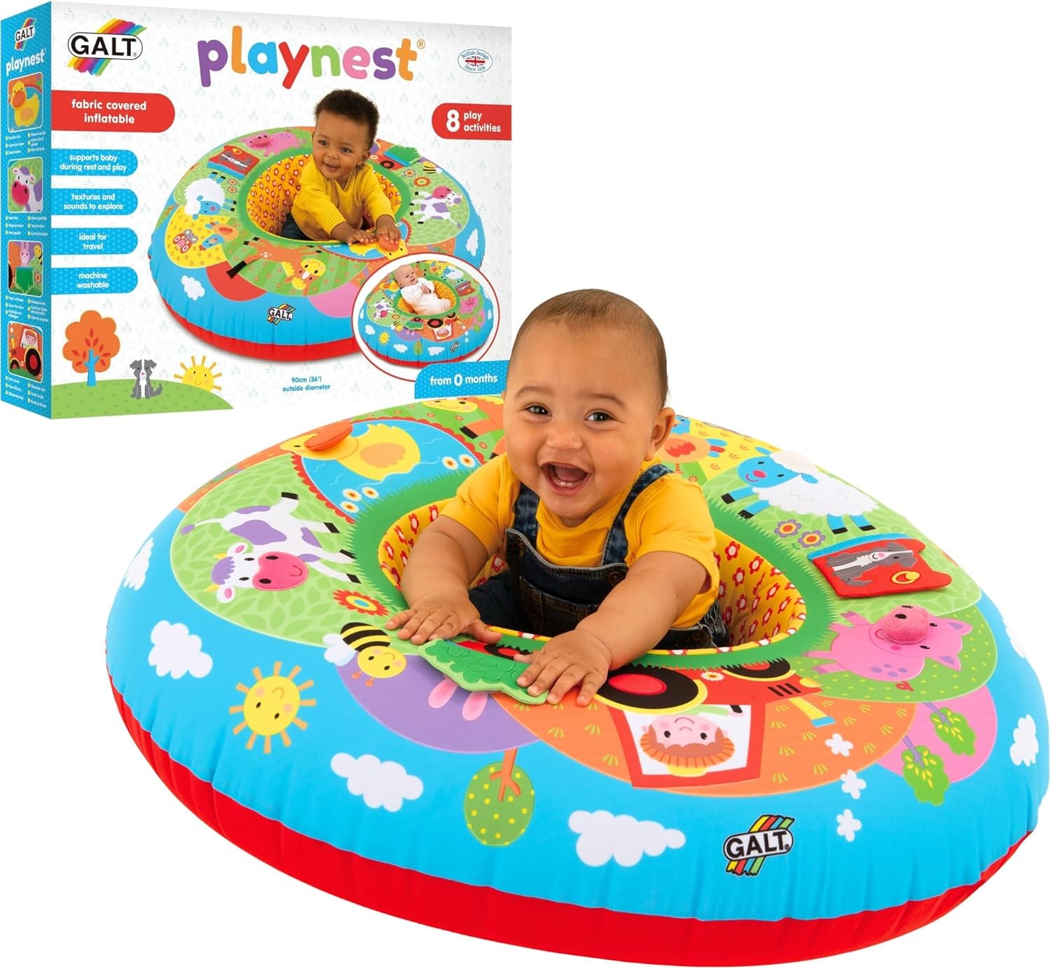 Galt Playnest, Farm - Baby Sit Me Up with Inflatable Ring, Head and Neck Suppor