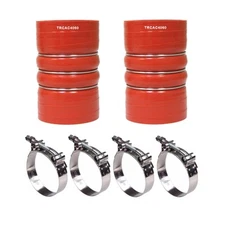 2 x Silicone Red Hump Turbo Hose Pair Charge Air Cooler with Clamps 4 inch 4 X 6