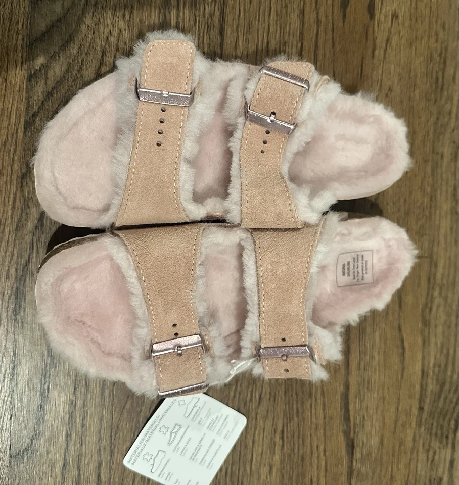 Sandalias Birkenstock Arizona de piel de oveja para niños talla 34/US 3-rosa claro estrecho Foto 4 de 4