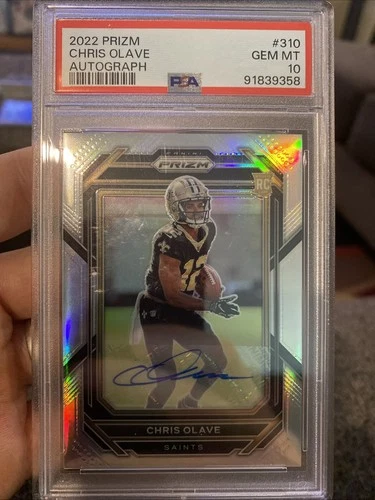 Chris Olave 2022 Panini Prizm RC Silver Auto PSA 10 Gem Mint #310 Saints SP 🔥🏈