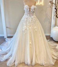 Fairytale 3D Floral Wedding Dress Wedding Dress 32-60 Lace Beaded Ivory