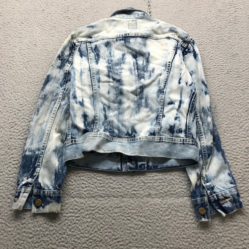 Vintage Lee Denim Trucker Jacket Boys Youth Size 14 Long Sleeve Tie Dye Blue - Picture 5 of 11