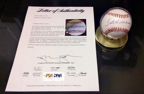 TED WILLIAMS Signed Official Baseball Sweet Spot PSA/DNA Full LOA Authentic