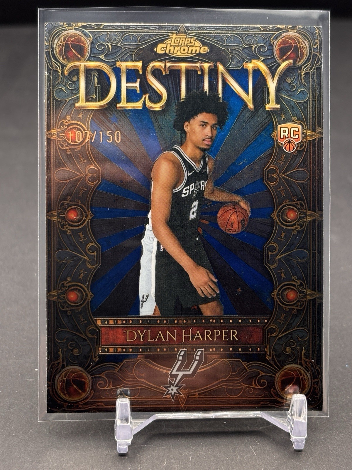 2025 Topps Chrome Basketball Dylan Harper ROOKIE RC Destiny Blue Refractor /150