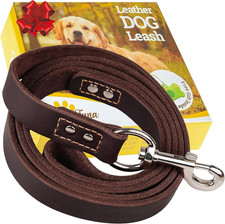 Leather Dog Leash 6 Ft X 3/4 Inch - Soft, Strong, Heavy Duty for Large Medium
