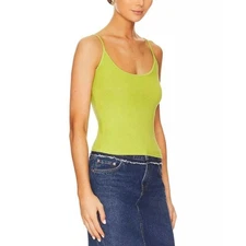 ENZA COSTA Essential Tank Top Womens Medium Kiwi Green Silk Rib Cami Cropped NEW