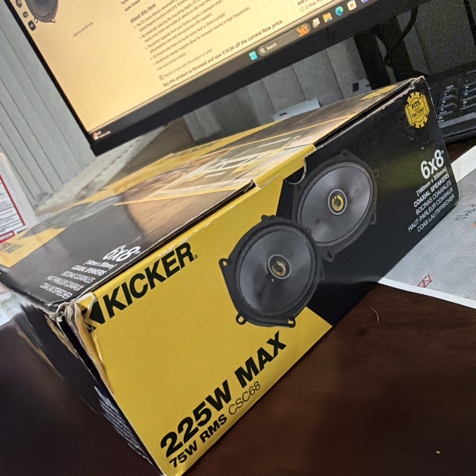 New Pair of Kicker 225 Watt 6x8 Inch Coaxial Speakers CSC68