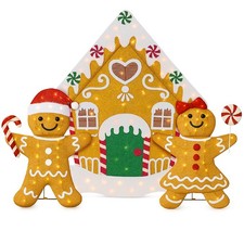 3pc Gingerbread Man Family House 4ft Pre-lit Christmas Yard Decor