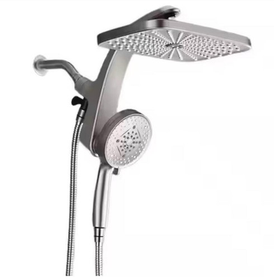 #ad High Pressure Rain Shower Head in Nickel w Fixed Showerhead and Handheld $99.00