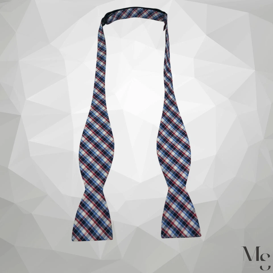 Pajarita de algodón ajustable a cuadros y cheques azul PINGÜINO CON:2,25" EXCELENTE ESTADO Foto 2 de 4