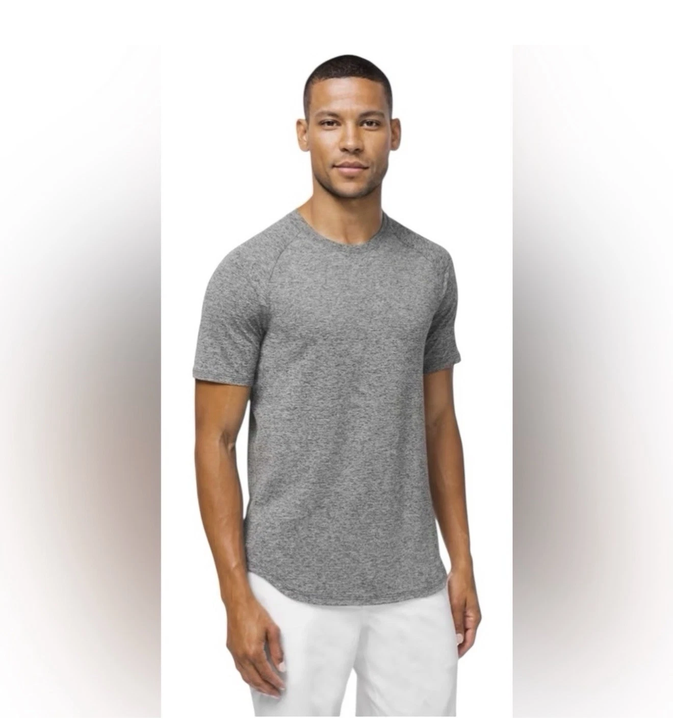 Lululemon Heather Gray Drysense Short Sleeve Performance Training Tee Men's XL
