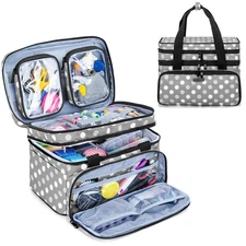 BAFASO Double Layer Sewing Accessories Organizer with 2 Detachable Polka Dots 