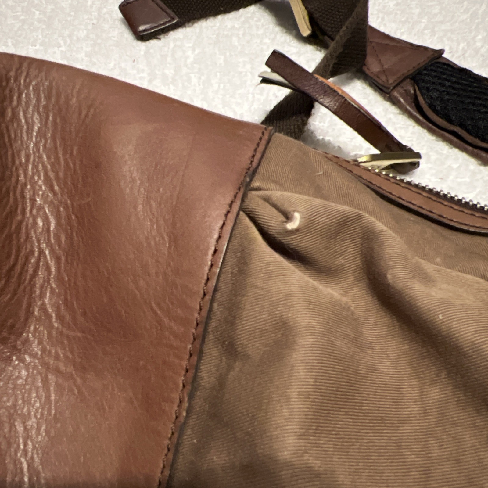 MASSIMO DUTTI Backpack Model 2137 Brown Canvas Le… - image 17