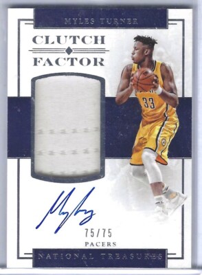 MYLES TURNER 2016-17 NATIONAL TREASURES CLUTCH FACTOR JERSEY AUTO #D 75/75
