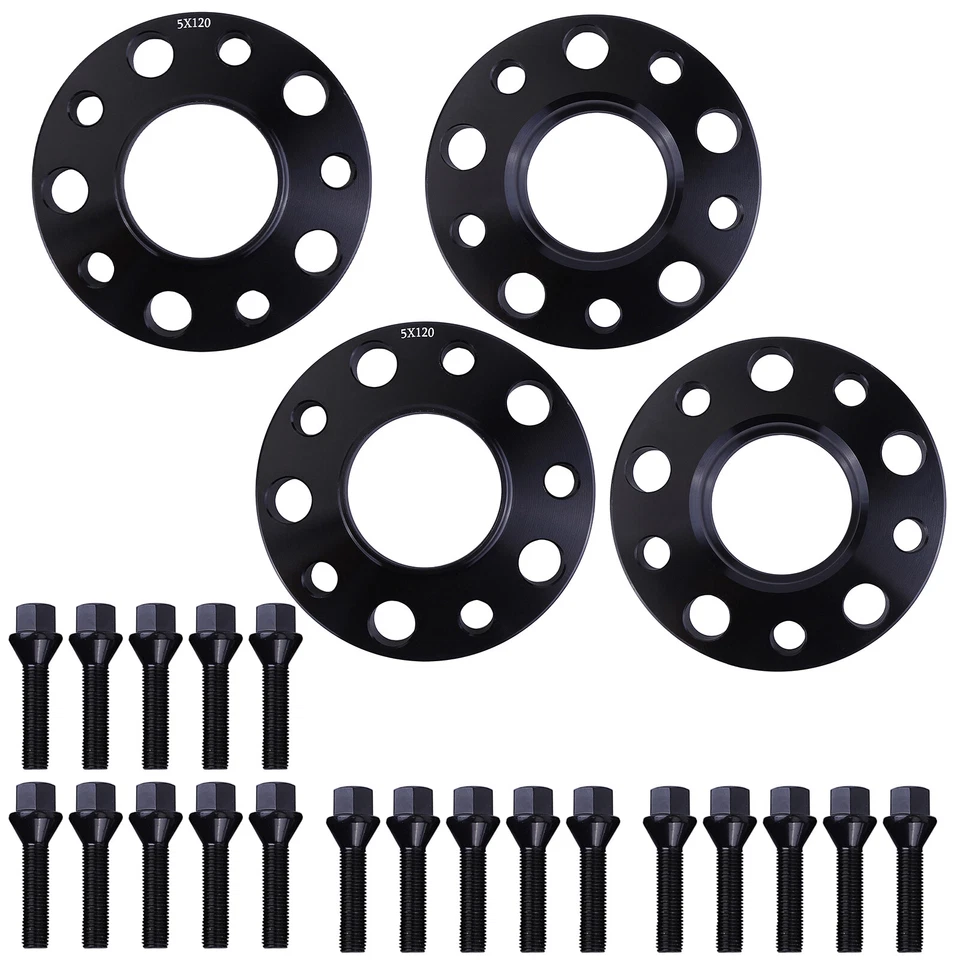 5x120 Staggered Wheel Spacers Kit (2) 12mm & (2) 15mm W/ Extended Bolts For BMW - Image 4 of 4