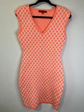 WOW Couture Women's Bodycon Dress Medium Neon Orange & White Sleeveless Clubwear