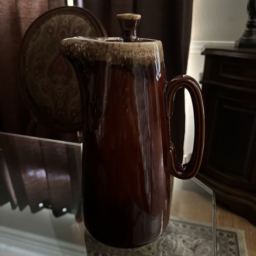 Vtg Brown Drip Glaze Glazed Hull Pottery Oven Proof USA 11 1/4 Tea/Coffee Pot - Picture 10 of 11