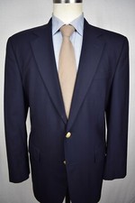 Jos. A. Bank Solid Navy Blue 100 Wool Two Button Blazer Size: 42R