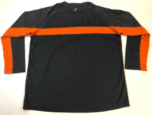 Asics Running Shirt Men's XL Long Sleeve Orange / Charcoal Made in USA - Picture 2 of 11