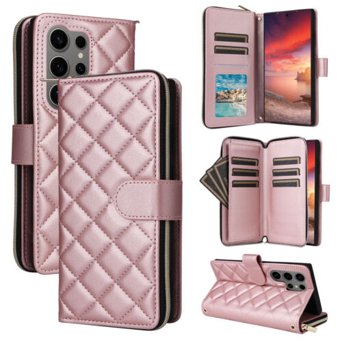 For Samsung S24 S25 Ultra PU Leather Wallet Case w/ Strap Card Slot Flip Zipper - Picture 28 of 51