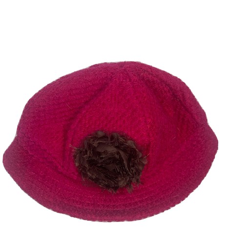 Fancy That Hat Toddler Girls Wool Blend Hat W/Flower Burgundy Brown Flower 2-4T
