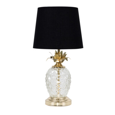 Glas Ananas Touch Tischlampe 41 cm hoch dimmbar LED Glühbirne Metallic Gold