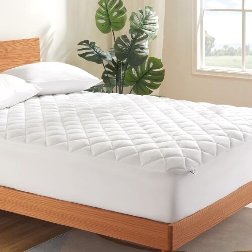 Cooling Mattress Pad Noiseless Microfiber Cover Deep Pocket Fitted Protector New