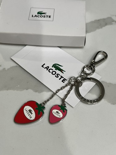 New Authentic LACOSTE Enamel Strawberry KeyChain Keyring FOB Charm Luggage Tag - Picture 3 of 11
