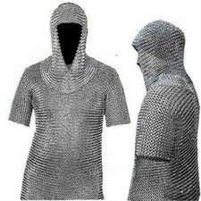 ALUMINIUM CHAIN MAIL SHIRT  BUTTED HAUBERGEON VIKING MEDIEVAL ARMOR