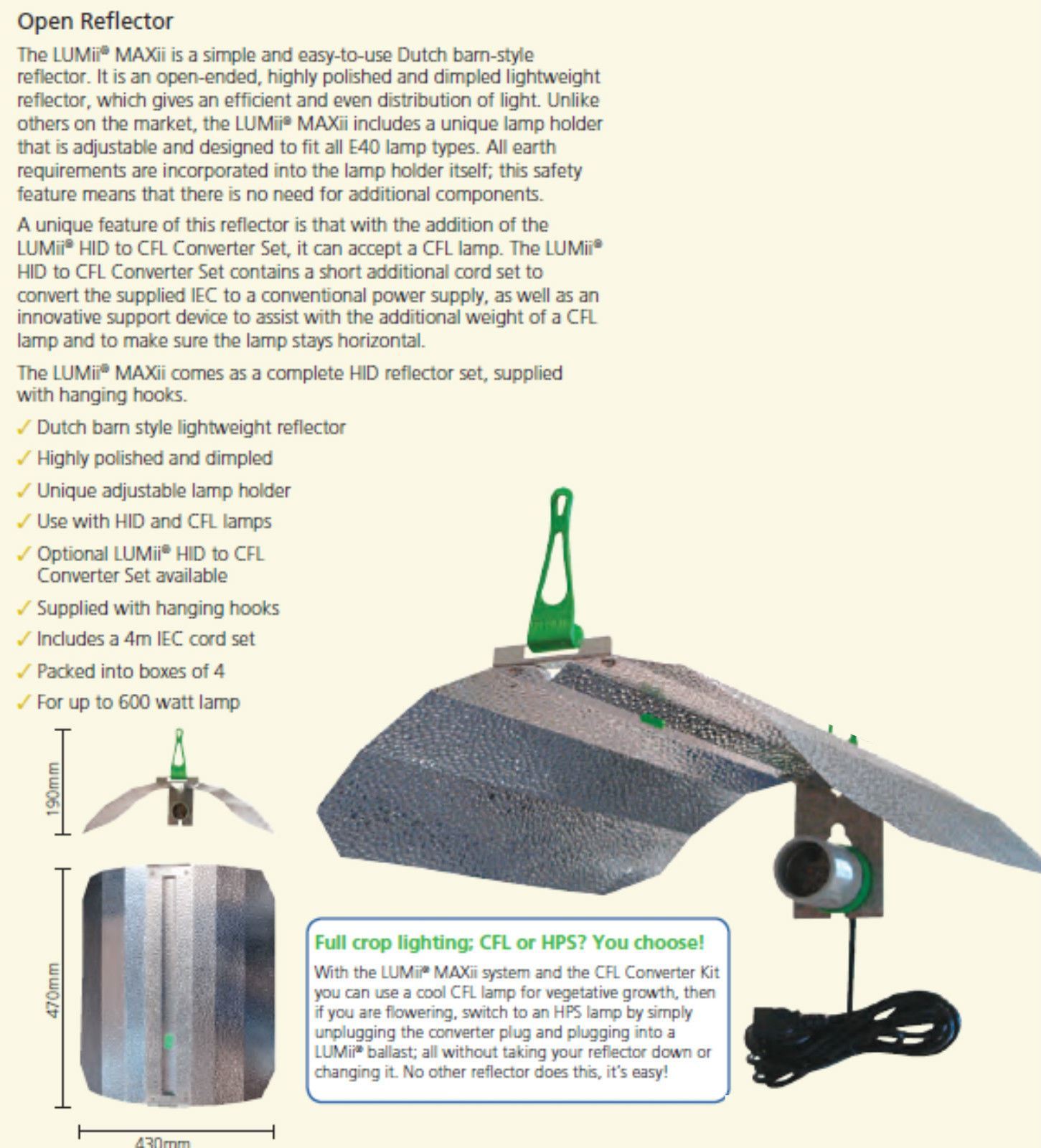 LUMII COMPACTA 600W 400W BALLAST GROW LIGHT KIT HYDROPONICS