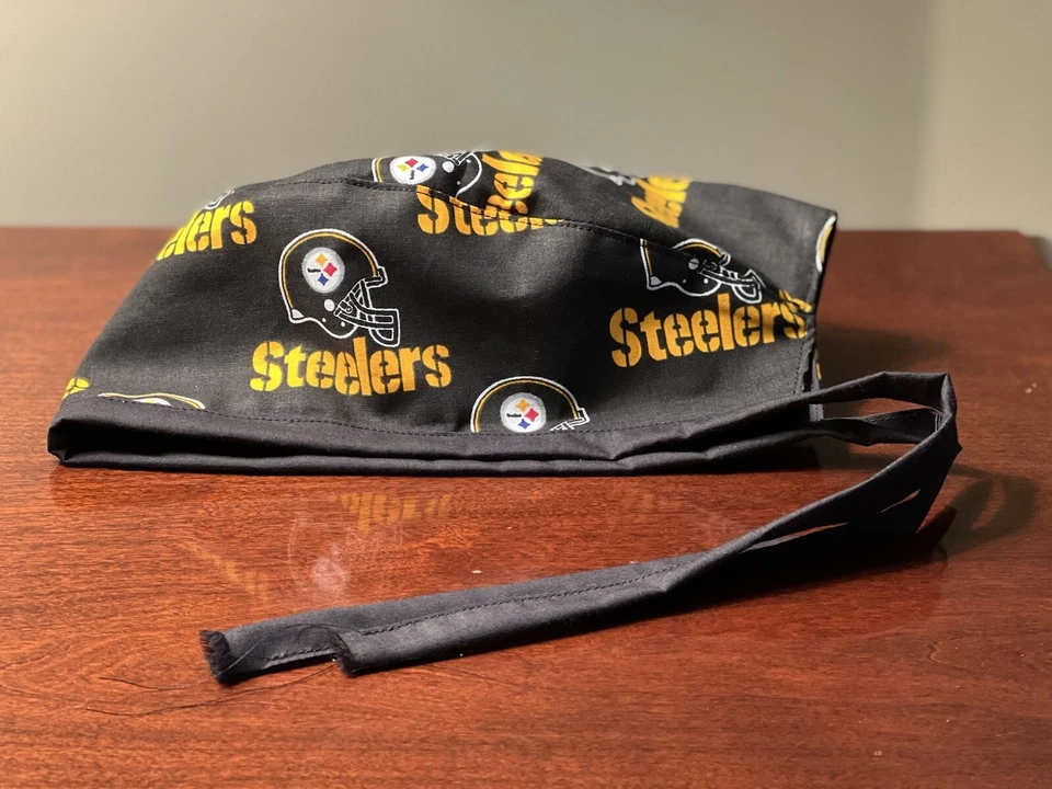Pittsburgh Steelers Black & Gold Surgical Scrub Hat Cap Reversible Lined - Image 3 of 3