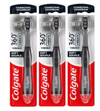 360 Vibrate Charcoal Battery Operated Toothbrush 3 Pack