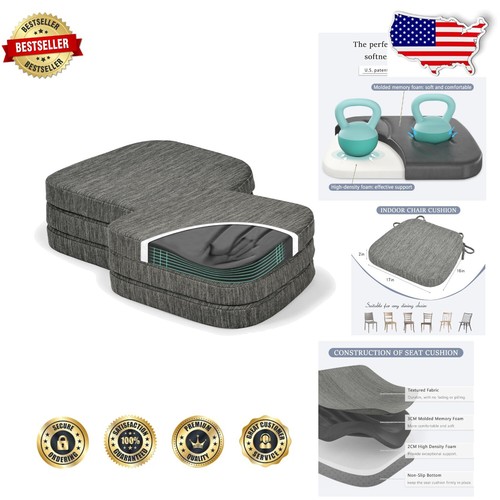 Washable Grey Memory Foam Dining Chair Cushions - Pack of 6 for Style & Comfort