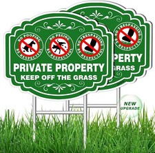 2 PC No Dog Poop Sign - 14    11    Double Sided Yard Signs with Metal green